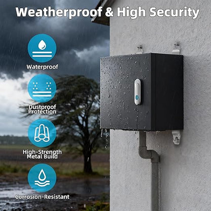 Joinfworld Outdoor Electrical Box 9.8" x 9.8" x 5.9" Weatherproof Electrical Junction Enclosure with Lock Din Rail Cable Gland
