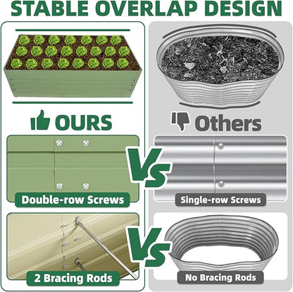 G GOOD GAIN 6x3x1.8ft Raised Garden Bed - Metal Planter Box Outdoor with Weed Barrier Fabric | Deep Root Raised Beds for Gardening Vegetables Flowers Herb Fruits (Olive Green)