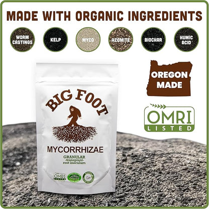 Big Foot Mycorrhizae - Double Your Plant Size – Easy to Use – Made in USA – Treats 30 Plants (7,500 mycorrhizal Spores)