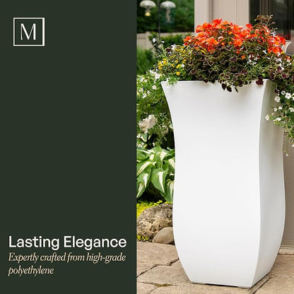 Mayne Valencia 30-Inch Tall Planter – Weather-Resistant Planter for Flowers – Durable Indoor/Outdoor Design for Patio, Porch, or Entryway