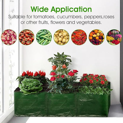 iPower PE Garden Planting Bed 35-Gallon Heavy Duty Plastic Raised Plant Grow Bag with 6 Partition Grids Potato Tomato Rectangle Planter Pots Containers, for Vegetables, Fruits, Flowers, 4 Packs New