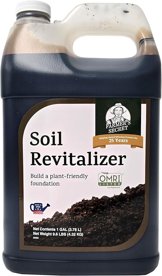 Farmer’s Secret Soil Revitalizer (128oz) - Organic (OMRI Listed) Beneficial Soil Booster - Activated Humic Acid - Liquid Compost Soil Amendment