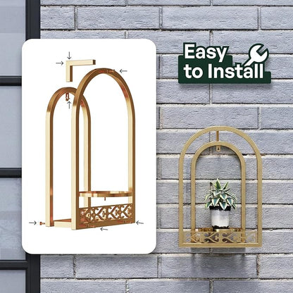 Wall Hanging Planters, Modern Iron Frame for Indoor/Outdoor Plants, Stylish Decor for Living Room, Garden, Patio 3 Pack Gold