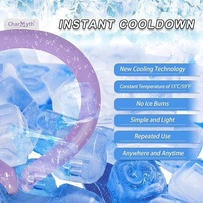 Neck Cooling Tube Reusable Ice Cooler Ring Instant Cooling Below 15°C (59°F) Portable Neck Wrap for Summer Outdoor & Indoor Use Heat Relief & Comfort (Purple)