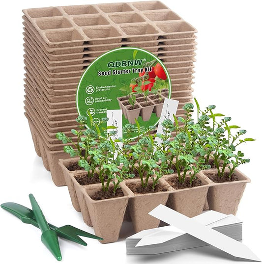 240 Cells Seed Starter Tray Kit, Biodegradable Peat Pots for Seedlings Trays, Plant Starter Seed Germination Kit with 40 Labels and 2 Transplant Tools (20, 240 Cells)
