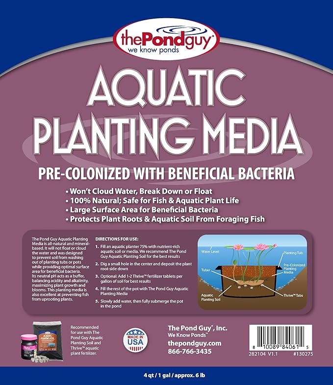 The Pond Guy Planting Media, Outdoor Water Garden Plant Medium, Grow Lily, Lotus & Aquatic Plants, Substrate Seeds Beneficial Microbes, 8 Quarts (2X 4qt/Approx. 6 lb Bags)