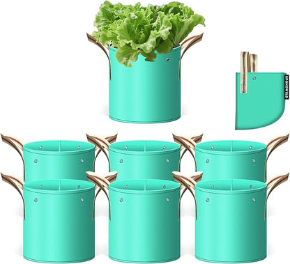 7 Pcs 3 Gallon Potato Grow Bag, PE Garden pots Plant Grow Bag with Branch-Binding Holes and Drain holefor for Vegetables, Strawberries, Flowers