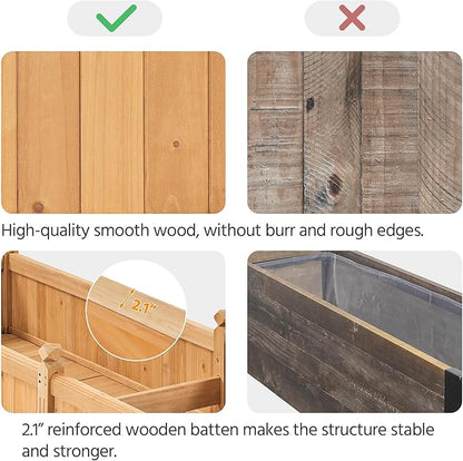 Yaheetech 90.5″ L×23.5″ W×16″ H Wooden Raised Garden Bed, Horticulture Wood Rectangular Garden Planter Outdoor, Raised Planter Box for Yard/Greenhouse/Vegetable/Flower/Herbs, Light Brown, 2pcs