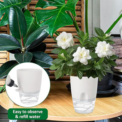 15 PCS 4 Inch Self Watering Pots for Indoor Plants Small Self Watering Planter with Self Watering Wick White Clear Plastic African Violet Pots Self Watering Plant Pot for Indoor House Plants
