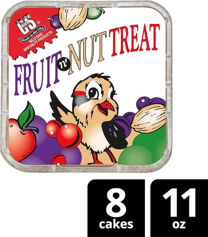 C&S Fruit n’ Nut Suet Treat, Suet Cakes for Wild Birds Including Robins, Blue Jays, Bluebirds, Tanagers, Thrushes and More, 8 Pack