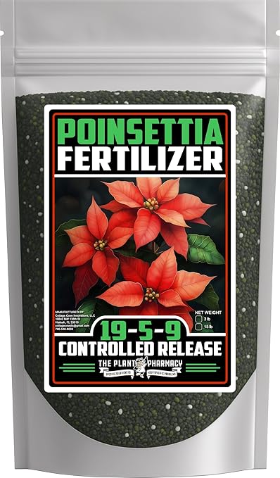 Fertilizer Commercial Grade | Poinsettia 19-5-9 | 3 Pounds | Controlled Release Granular | 3–4 Month Feeding | Magnesium Sulfur Iron Manganese Zinc | Topdress Water in | Christmas Holiday Display