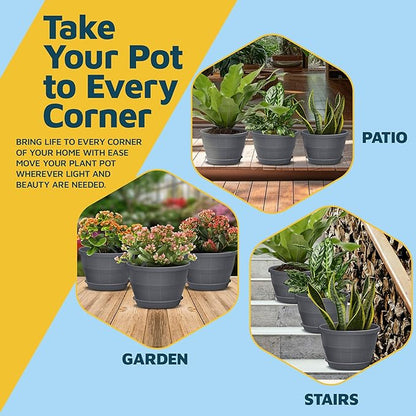 10-Inch Whiskey Barrel Planters Outdoor Pack of 20 - Durable Plastic Plant Pots for Indoor & Outdoor Use with Drainage & Saucer, Lightweight Rustic Barrel Planters for Flowers, Herbs & Small Plants