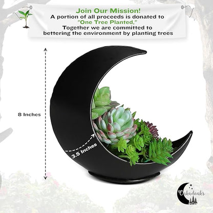 2 Pack - Table Moon Planter Candle Holder - Boho Planters for Indoor Succulents, Air Plants, Faux Plants - Witchy Gifts
