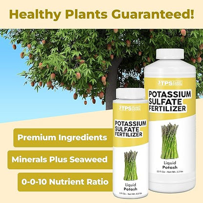 Potassium Sulfate Fertilizer, Premium Potassium and Sulfur Plant Nutrient Blend, 32 oz (1 Quart)