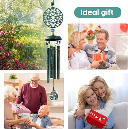 Wind Chimes for Outside Zen Atmosphere Wind Chime Windchime Outdoors for Outdoor Garden Patio Decor with Mandala Design Windchime Gifts for Mother Grandma Sisters(8 Petal)