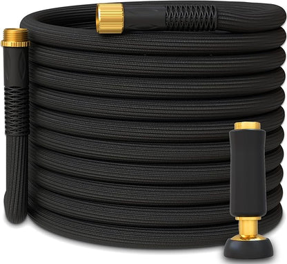 TITAN Garden Hose | Flexible, Lightweight, Kink-Free & Durable Hybrid Water Hose with Heavy Duty Brass Connectors & High-Pressure Jet Nozzle (25FT x 5/8”)