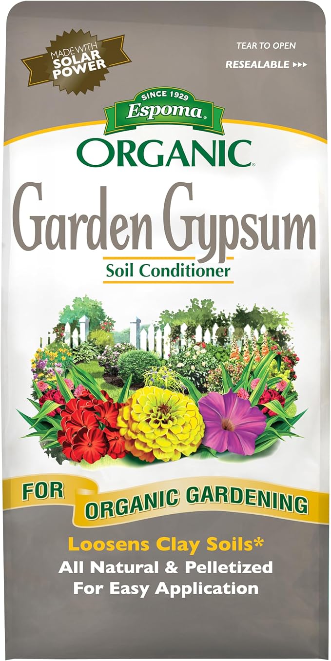Espoma Organic Garden Gypsum Soil Conditioner; All-natural & pelletized mined gypsum with no fillers or additives. Helps loosen Clay Soil; 6 lb. Bag Pack of one