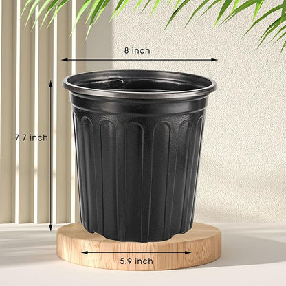 30Pack Small 2 Gallon Flexible Plant Nursery Pots, 8 inch Soft Plastic Seedling Pots, Seed Starting Pot Flower Plant Container for Succulents, Cuttings, Transplanting Seedlings - Black