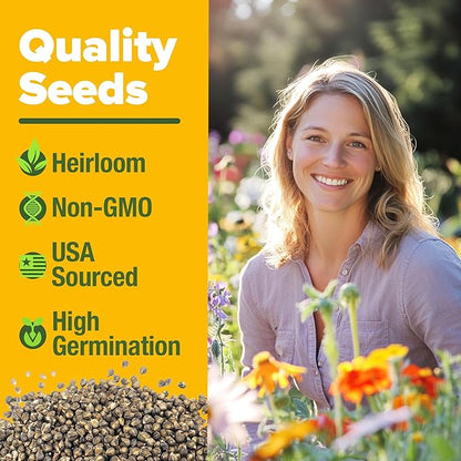 HOME GROWN Wildflower Seeds Mix - 110,600+ Seeds 3 oz, 21 Varieties, Non-GMO Wild Flower Seeds for Planting, Annual Flowers, Butterfly Garden, Pollinator Seed Mix