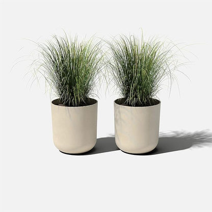 Veradek Round Lima Plastic Planter Pots for Indoor/Outdoor Garden Use, Sand Color, 5 Year Warranty