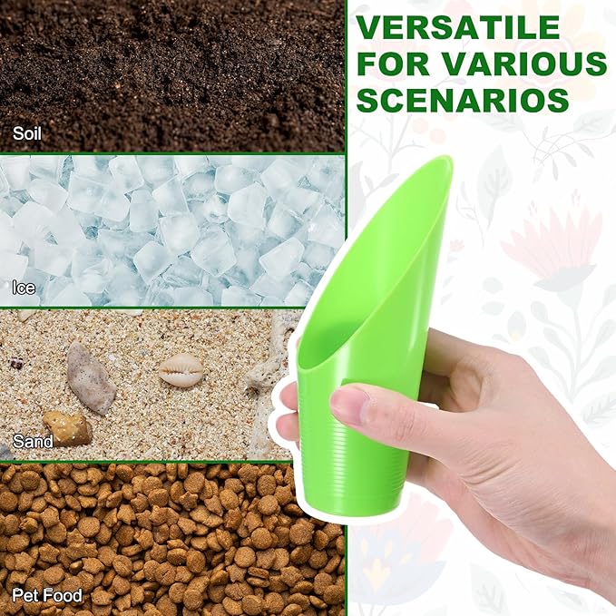 18-Pack Bonsai Soil Scoops, Plastic Garden Soil Scoops Bucket Shovel Potting Scoopers for Transplanting/Flower Planting/Plant Succulent, Colorful Small Gardening Tools [Green]