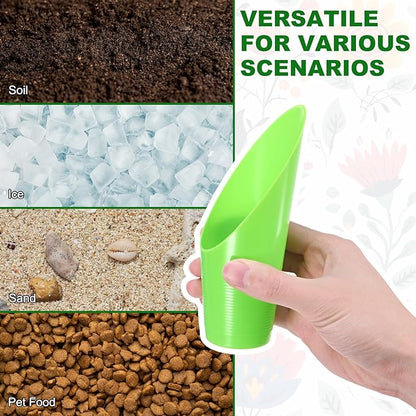 6-Pack Bonsai Soil Scoops, Plastic Garden Soil Scoops Bucket Shovel Potting Scoopers for Transplanting/Flower Planting/Plant Succulent, Colorful Small Gardening Tools [Green]