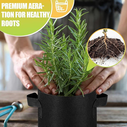 Nuanchu 100 Packs Grow Bags Bulk Aeration Fabric Pot with Handles Thickened Nonwoven Garden Bags to Healthy Root Growth Vegetables Heavy Duty Grow Pots Planting Planter for Flower Fruits (2 Gallon)
