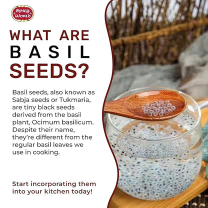 Spicy World Basil Seeds 14 Ounce Bag - Tukmaria, Sabja Seeds - Used in Falooda & Ayurveda