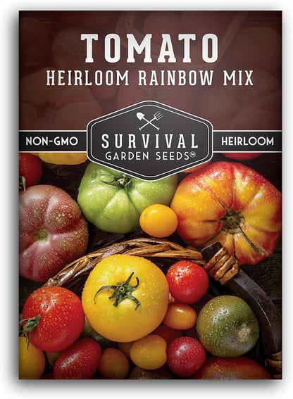 Heirloom Rainbow Mix Tomato Seeds for Planting - Colorful Heirloom Tomato Seed Variety Pack, High Yield Garden Tomatoes, Non-GMO Open Pollinated - Survival Garden Seeds (1 Pack)