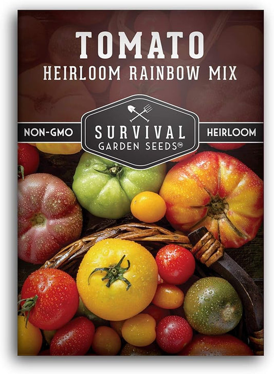 Heirloom Rainbow Mix Tomato Seeds for Planting - Colorful Heirloom Tomato Seed Variety Pack, High Yield Garden Tomatoes, Non-GMO Open Pollinated - Survival Garden Seeds (1 Pack)