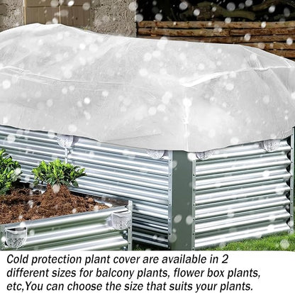 Rectangular Plant Cover Frost Big Size for 8×2×1FT Non Woven Fabric Garden Bed Cover with Zip Drawstring for Winter Cover Protection, Raised Beds Protect Plant Vegetable from Winter Frost