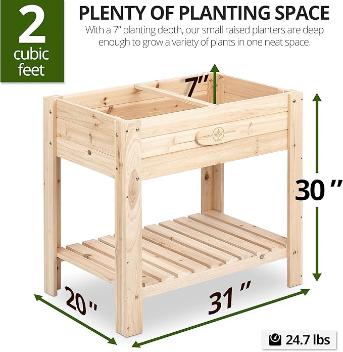 Boldly Growing Cedar Patio Planter with Shelf - BGSP76