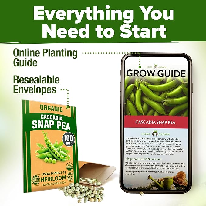 HOME GROWN Vegetable Seeds Non-GMO (Snap Pea, 1-Pack)