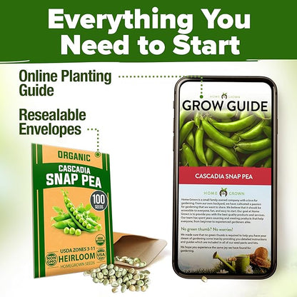 HOME GROWN Vegetable Seeds Non-GMO (Snap Pea, 1-Pack)