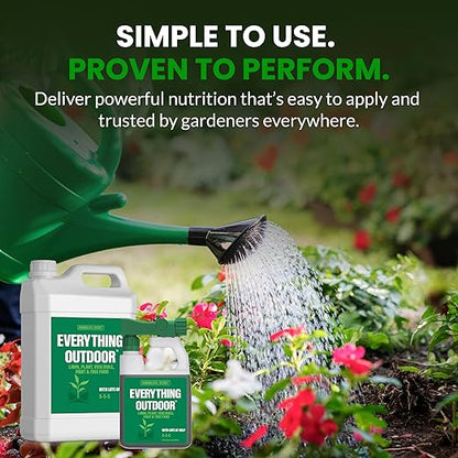 Humboldts Secret Everything Outdoor Plant Food | 5-5-5 Liquid Fertilizer with Norwegian Kelp | All Purpose Lawn, Vegetable & Fruit Food | Garden Nutrients | Refillable Hose End Bottle | 2.5 Gallon