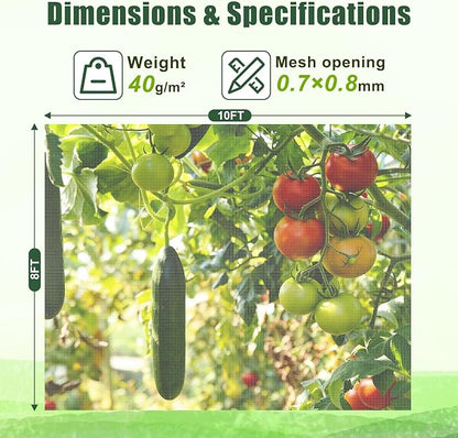 FEED GARDEN Garden Netting 8x10FT Ultra-Fine Mesh PE Cover for Vegetables Fruits Garden Row Cover Raised Bed Durable Protection from Birds Animals