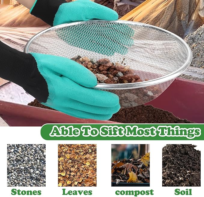 3Pcs Soil, Sand, and Compost Sifter for Gardening – Sieve for Rocks, Dirt, and Organic Material – Fits 5-Gallon Buckets 3 Apertures