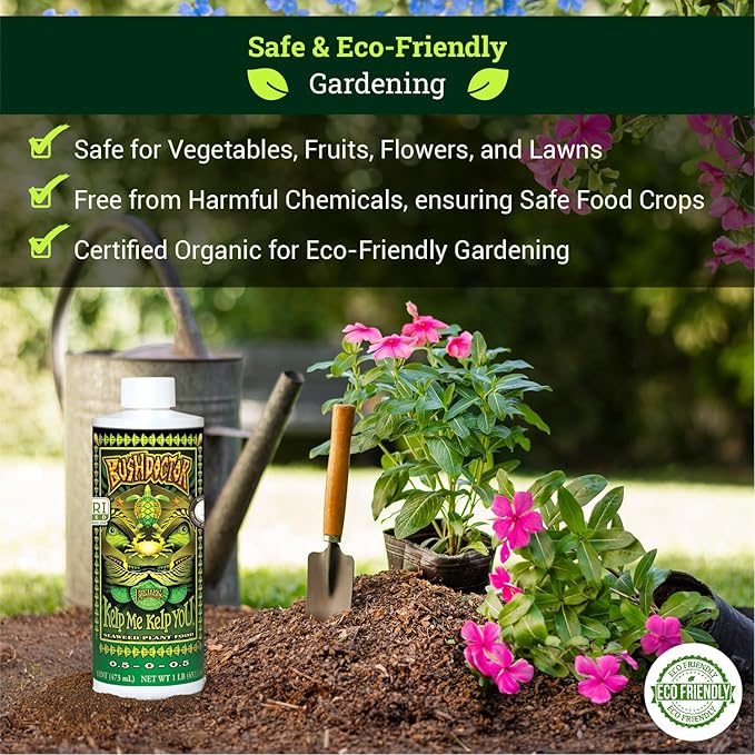 FoxFarm Bush Doctor Kelp Me Kelp You Seaweed Plant Food - 0.5-0-0.5 Liquid Kelp Fertilizer for Gardens, Hydroponic & Drip Irrigation Systems - Promotes Fast Nutrient Uptake & Plant Growth - 1 Pint