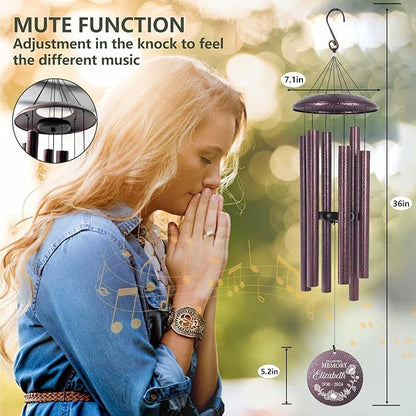 ASTARIN Personalized Memorial Wind Chime for Loss of Loved One 30/36/45 inch, Sympathy Deep Tone Wind Chimes for Mom Dad/Mother Father, Remembrance Gifts for Grief Condolence Funeral, Produced in USA