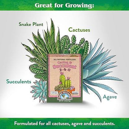 Down To Earth All Natural Fertilizers Organic Cactus & Succulent Mix - Plant Food for Cactuses, Agaves, Aloes, Jades, and Yuccas 2-4-8, 1 lb