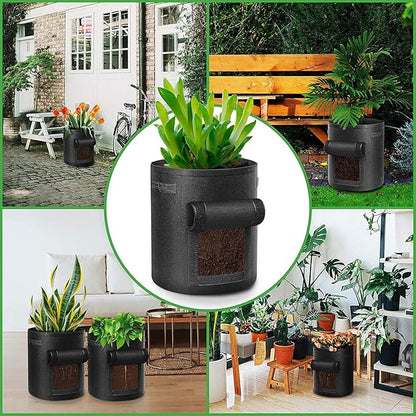 12 Pack 7 Gallon Potato Grow Bags, Heavy Duty Nonwoven Fabric Garden Planting Bag Plant Container with Flap and Handles, Aeration Fabric Pots for Growing Vegetable, Fruits and Flowers