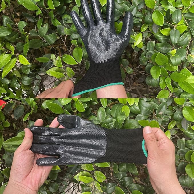 Evridwear Nitrile Coated Work Gloves,Superior Oil Resistance with Grip for Men Women Automotive,Gardening, Mechanic