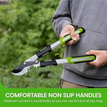 GARDEN GURU Bypass Loppers Tree Trimmer Clipper - 3X Cutting Power Gardening Loppers Pruning Shear -Comfort Grip Handles -High Carbon Steel Blade – Heavy Duty Branch Cutter –Cut Thick Branches w Ease