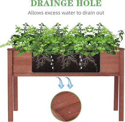 Raised Garden Bed with Legs (48x24x30''), Solid Wood Elevated Planter Box for Outdoor