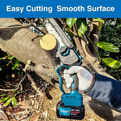 6 Inch Cordless Chainsaw Battery Powered Handheld Lightweight Tree Branches and Wood Pruning Power Tools, Portable Electric Mini Chain saw for Home, Garden and Outdoor use with 2 * 2000mAh Batteries