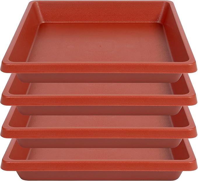 Square Plant Saucer 10 Inch 4 Pack, Plant Drip Trays and Flower Pot Saucers，Doubles Plant Water Catcher Tray, Plant Trays for Indoors No Holes, Plant Drainage Tray Saucers for Potted Plants