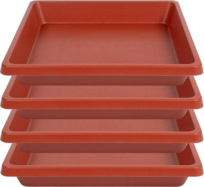 Square Plant Saucer 10 Inch 4 Pack, Plant Drip Trays and Flower Pot Saucers，Doubles Plant Water Catcher Tray, Plant Trays for Indoors No Holes, Plant Drainage Tray Saucers for Potted Plants