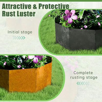 Decoroca Corten Steel Hillside Planter - Innovative & Durable Terrace-Style Planters for Slope Gardening - Prevent Soil Erosion, Beautify Hillsides & Landscapes (40" W x 16" H/Set of 4)