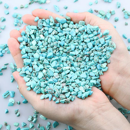 ZHIYUXI Turquoise Crystal Chips Bulk Fish Tank Decorations Aquarium Rocks Gravel Vase Filler Stones Crystals for Candle Making Witch Kit Gravel for Plants Quartz Sand Gemstone 0.44 lbs
