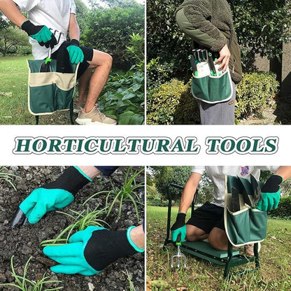 PLKO Garden Kneeler and Seat Stool Heavy Duty Garden Folding Bench with Large RemovableTool Pocket Gloves and Soft EVA Kneeling Pad for Gardening Lovers